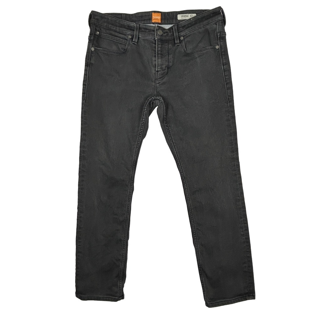 Hugo Boss Jeans Mens 32x30* Orange 63 Slim Fit Grey Stretch‎ Zip Fly Denim